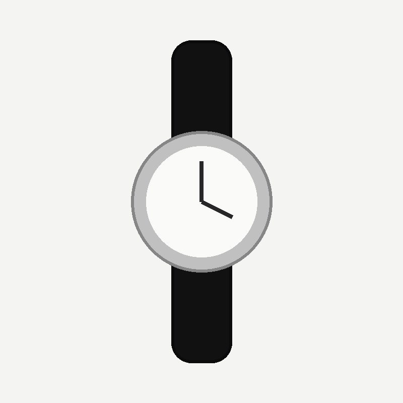 Classic Watch, Leather Strap (Black)